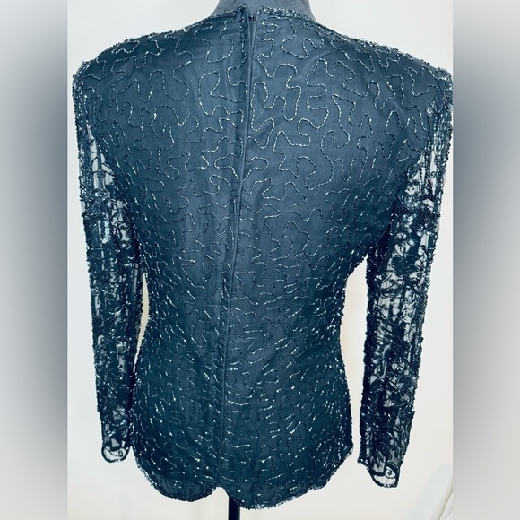 Stenay Women’s Vintage Black Beaded V-Neck Blouse Size M - Picture 5 of 11